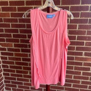 Simply Vera Wang Peach Tank Top with Mesh Trim at Neck and Arms  XL